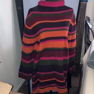 Vibrant Striped Turtleneck Sweater